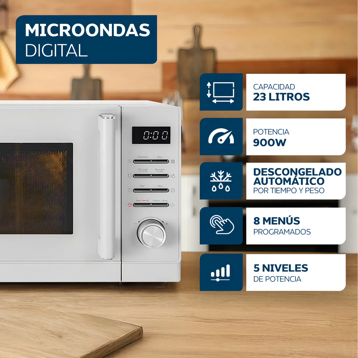 MICROONDAS PHILCO DIGITAL 23 LTS BLANCO MPHDW23 - Imagen 3