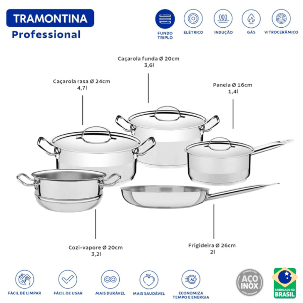 JUEGO TRAMONTINA 65620/010 PROFESSIONAL 5PZS - Imagen 2