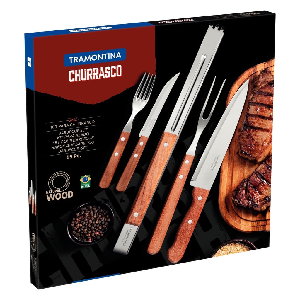 KIT P/ASADO TRAMONTINA CHURRASCO 15 PZS