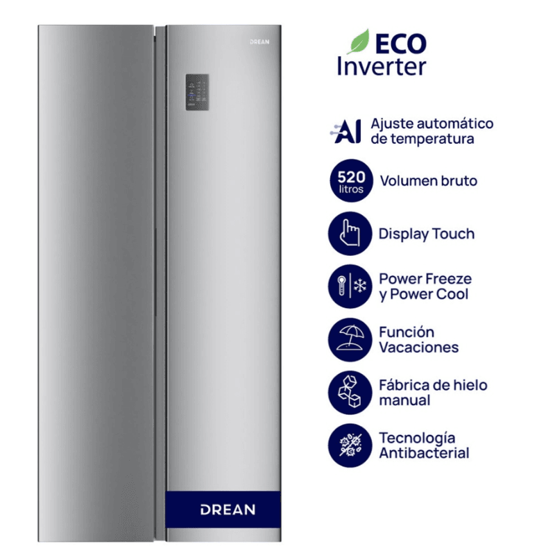 HELADERA DREAN DSP480LKRSS0 520L 2 PUERTAS INVERTER - Imagen 3